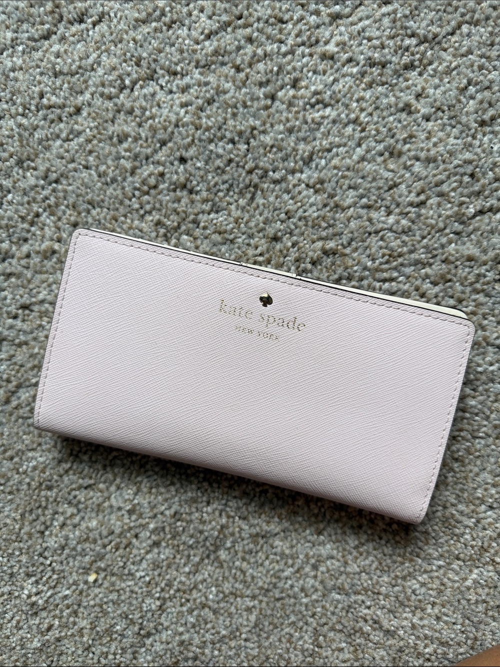 kate spade Pale Pink Saffiano Continental Wallet with Gold Logo